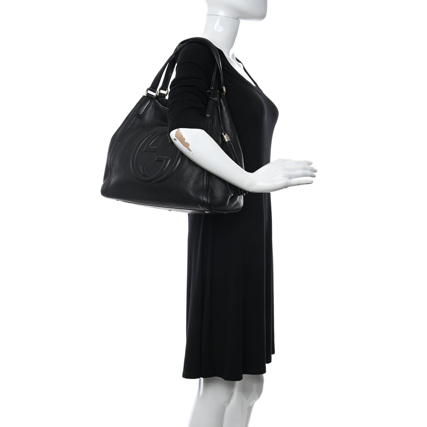 Gucci Pebbled Calfskin Medium Soho Shoulder Bag Black 2 of 11