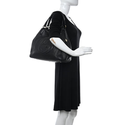 Gucci Pebbled Calfskin Medium Soho Shoulder Bag Black 2 of 11
