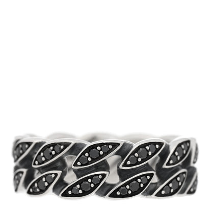 David Yurman Sterling Silver Black Diamond 8mm Curb Chain Ring 61 9.5 1 of 4