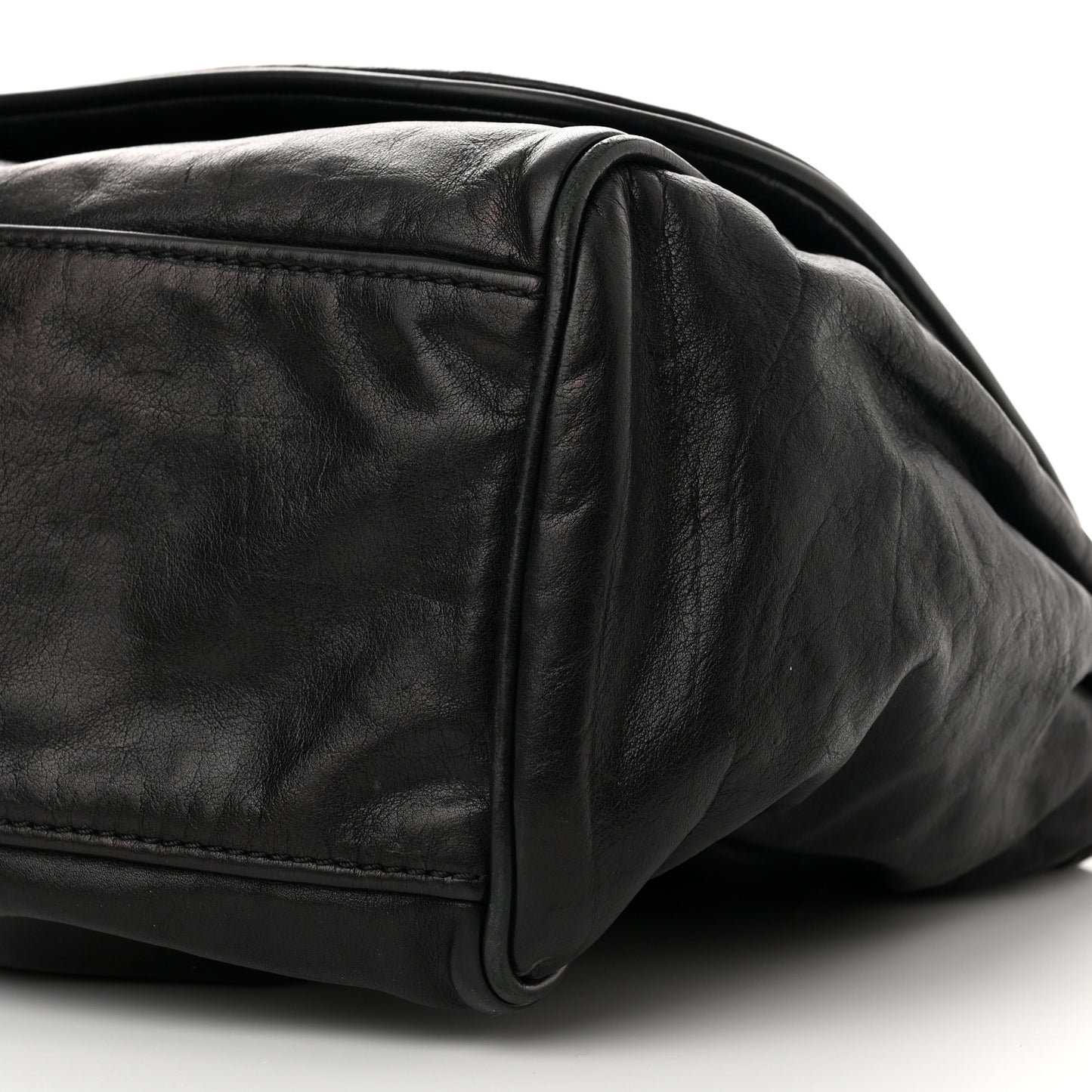 Calfskin Small Rock and Chain Flap Black