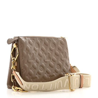 Louis Vuitton Lambskin Embossed Monogram Coussin PM Taupe 3 of 9