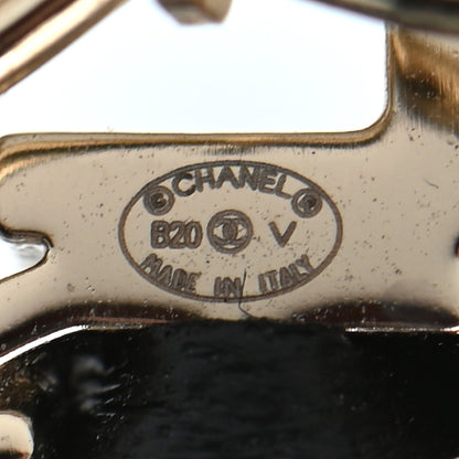 Chanel Metal Lambskin Vintage Allure Logo Hair Clip Black Gold 4 of 4