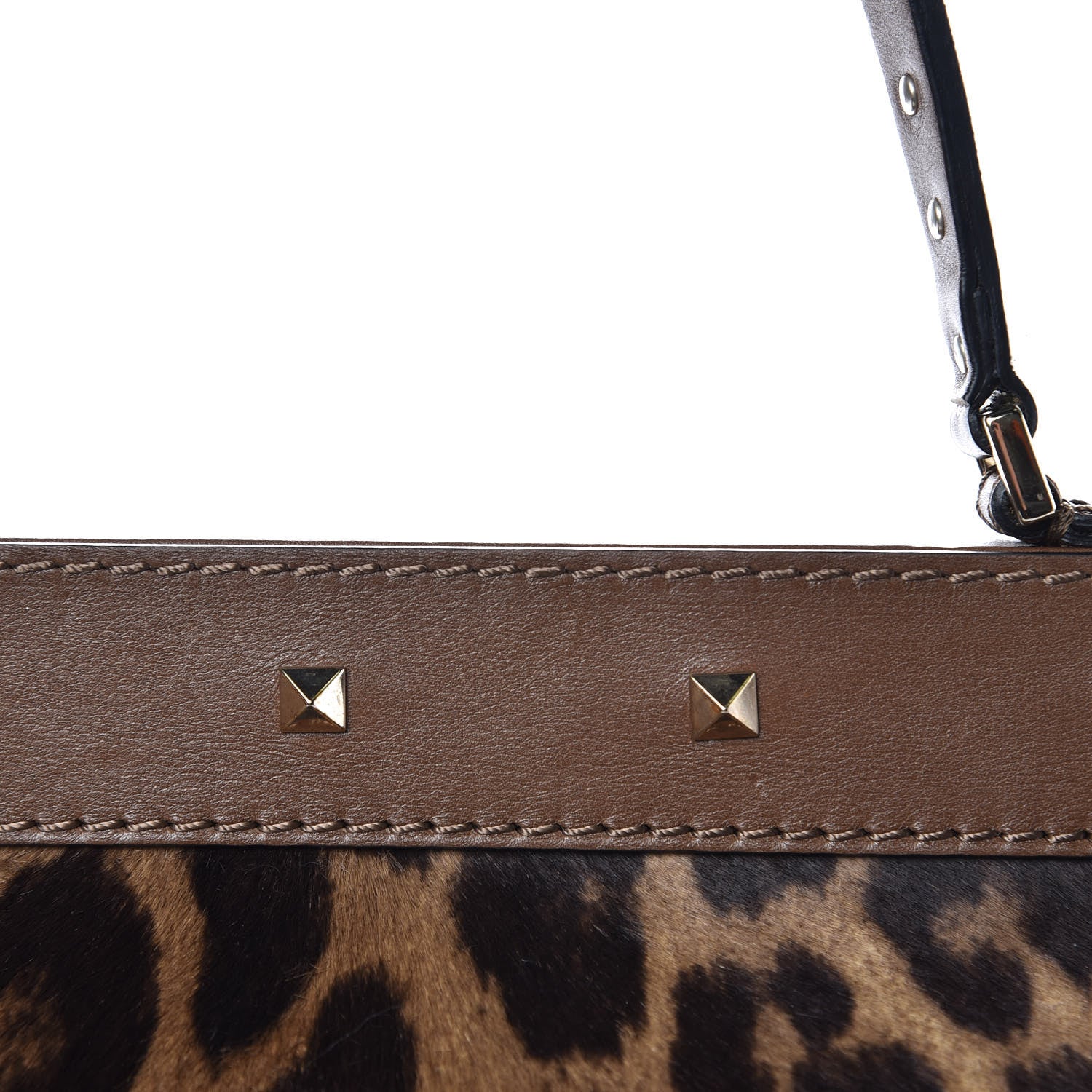 Valentino Garavani Calf Hair Leopard Print Large Rockstud Frame Handle Bag 12 of 13
