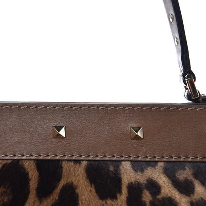 Valentino Garavani Calf Hair Leopard Print Large Rockstud Frame Handle Bag 12 of 13