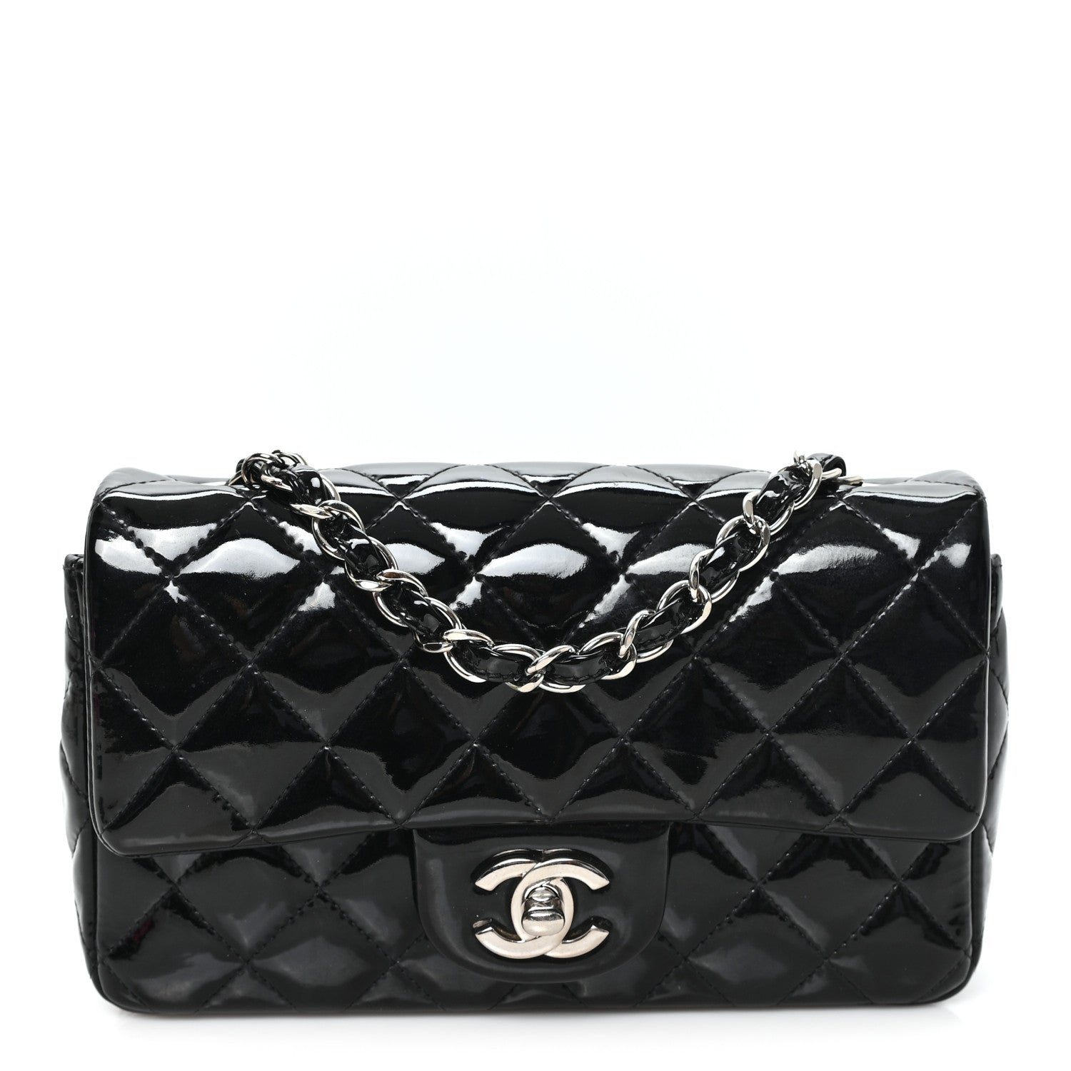 Chanel Patent Calfskin Quilted Mini Rectangular Flap Black 1 of 11