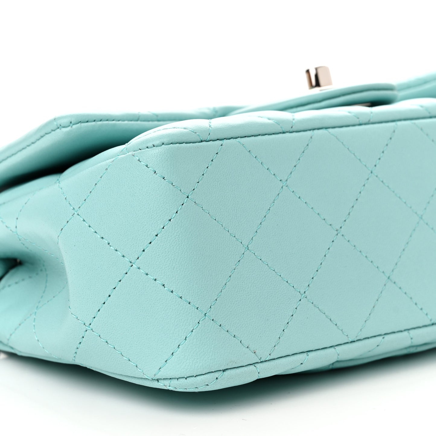 Lambskin Quilted Mini Rectangular Flap Light Blue