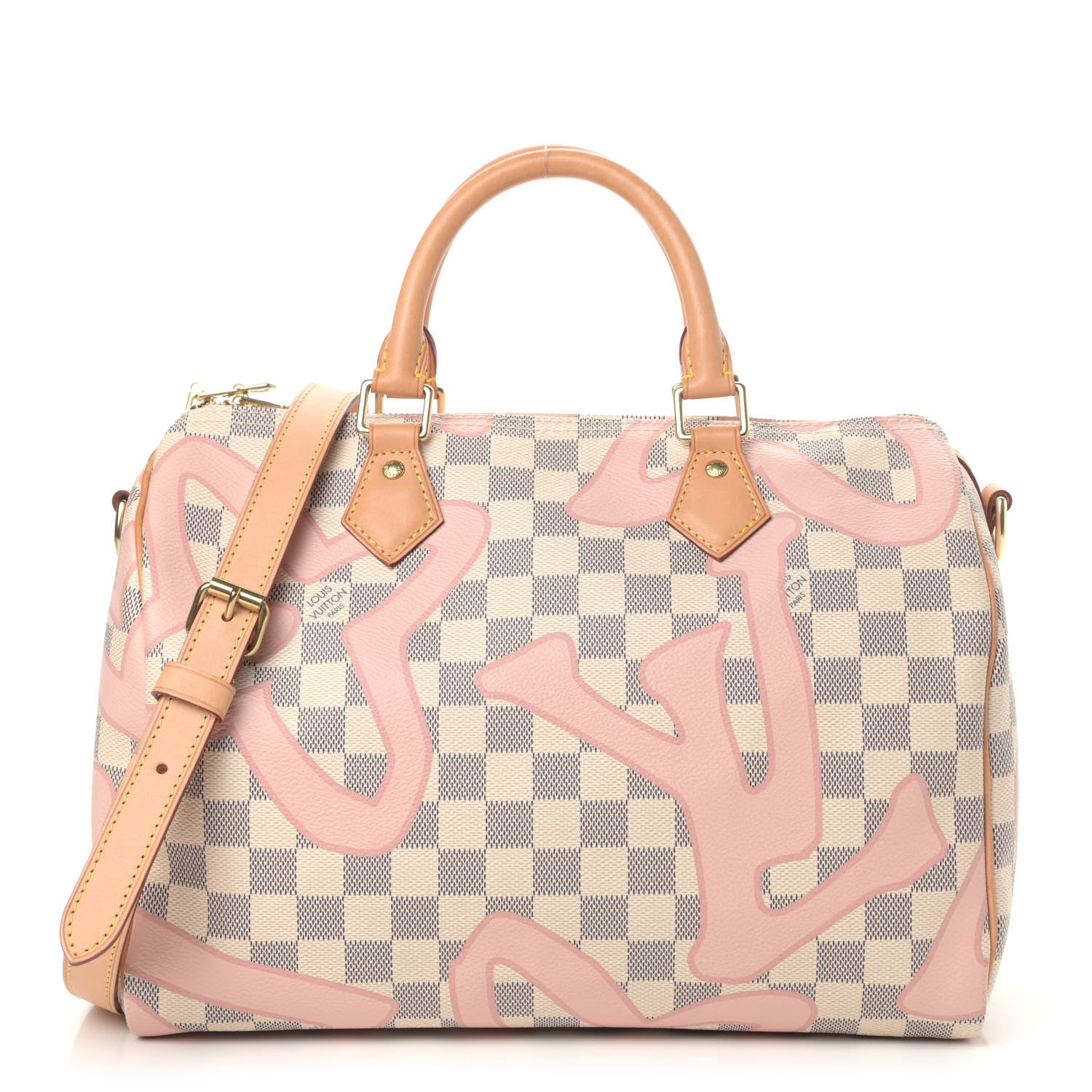 Louis Vuitton Damier Azur Tahitienne Speedy Bandouliere 30 Rose Ballerine 1 of 4