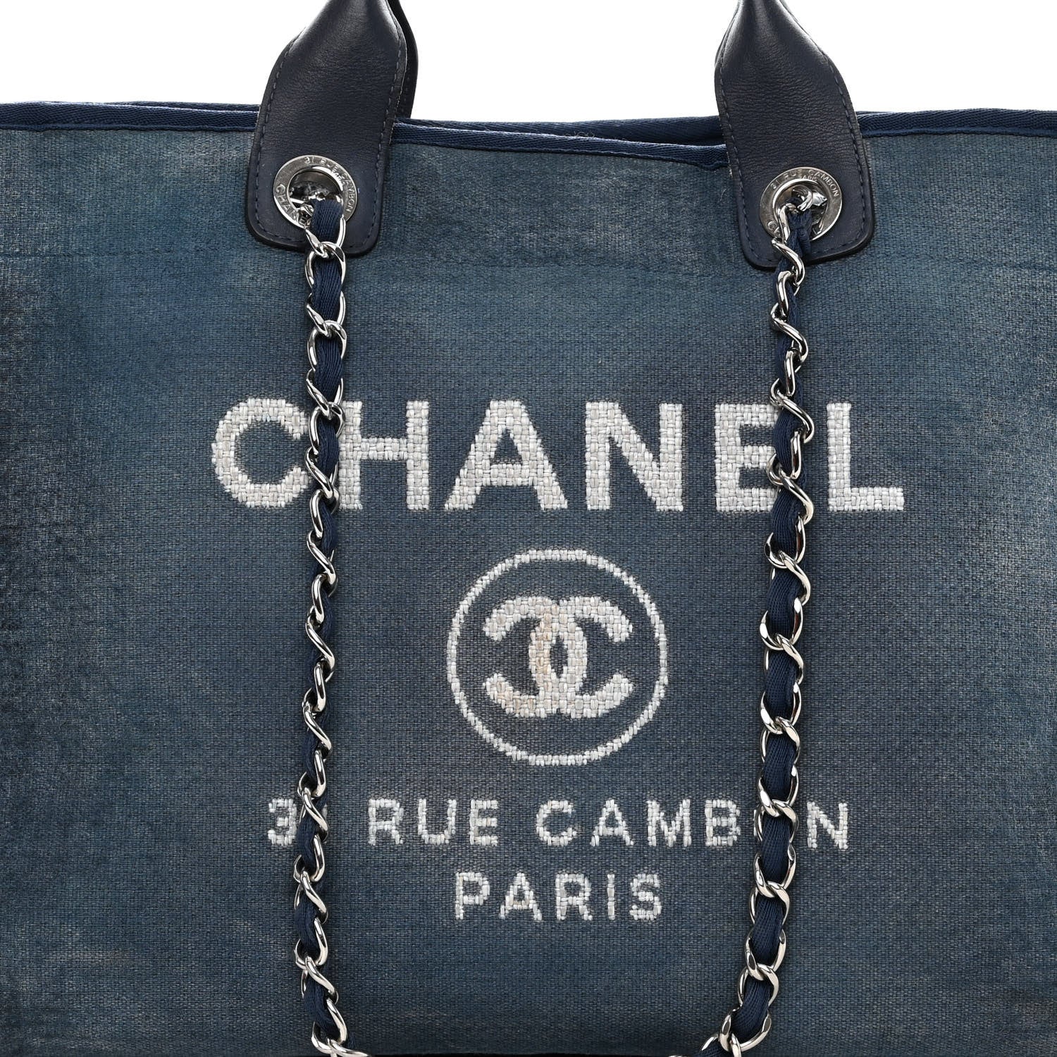 Chanel Canvas Medium Deauville Tote Blue 7 of 12