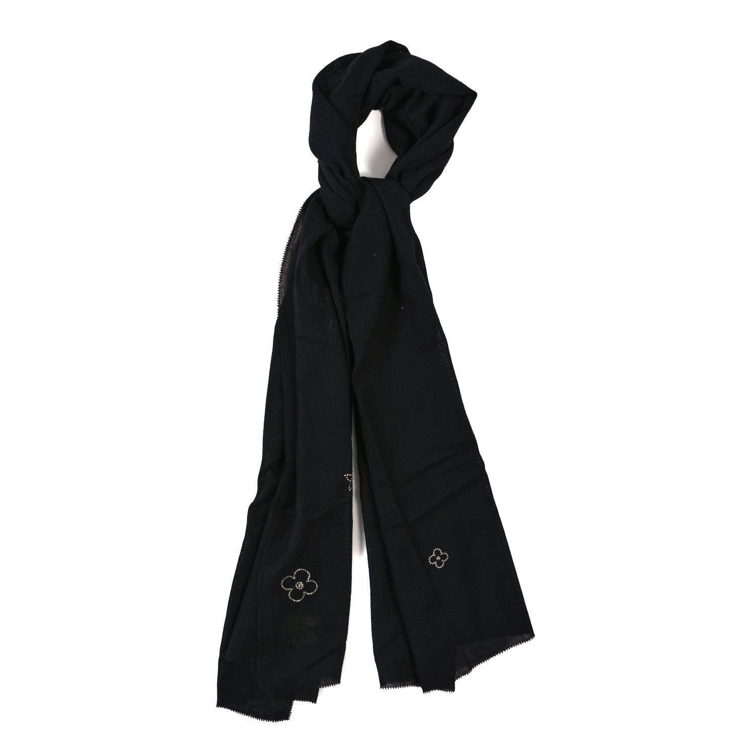 Louis Vuitton Cashmere Swarovski Crystal Monte Carlo Stole Black 1 of 3