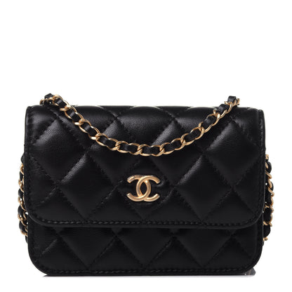 Chanel Lambskin Quilted Pearl Crush Clutch With Chain Black 1 of 13