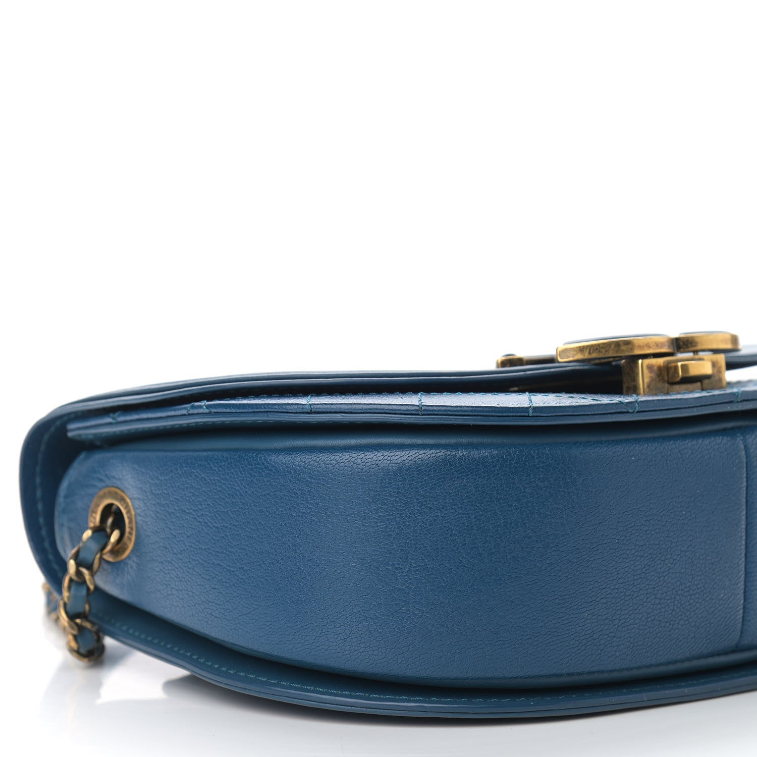 Chanel Shiny Calfskin Goatskin Quilted Small Coco Curve Messenger Flap Navy 9 of 10