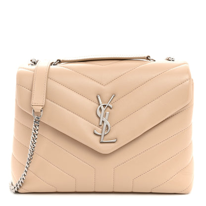 Saint Laurent Calfskin Y Quilted Monogram Small Loulou Chain Satchel Nude Powder 1 of 11