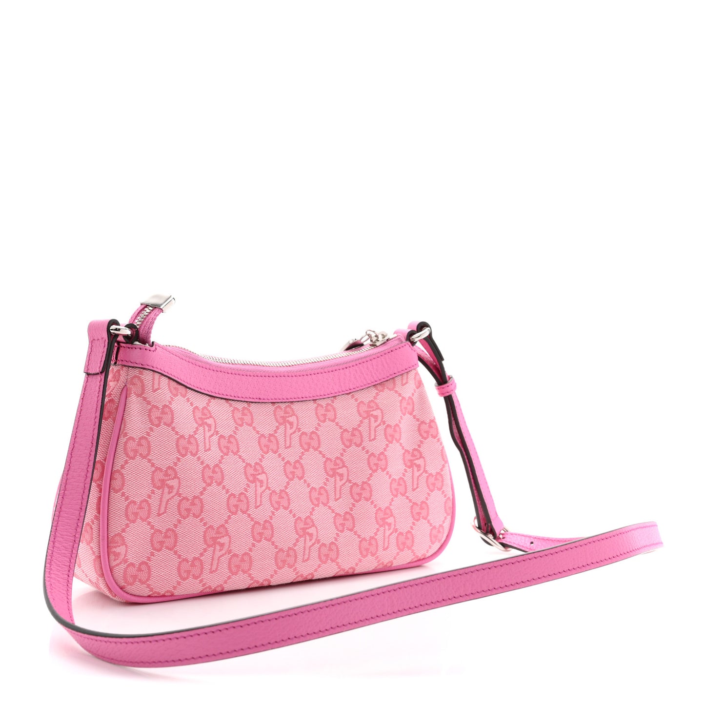 X PALACE GG Supreme Monogram Palace Textured Dollar Calfskin Shoulder Bag Pink Pale Rose Palace