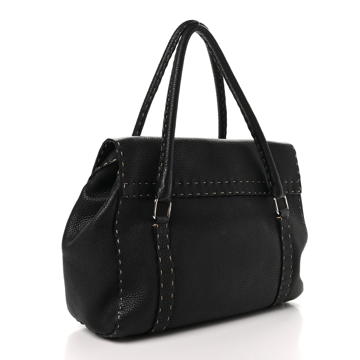 Fendi Cuoio Romano Selleria Medium Linda Satchel Black 3 of 9