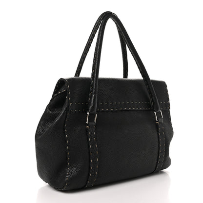 Fendi Cuoio Romano Selleria Medium Linda Satchel Black 3 of 9