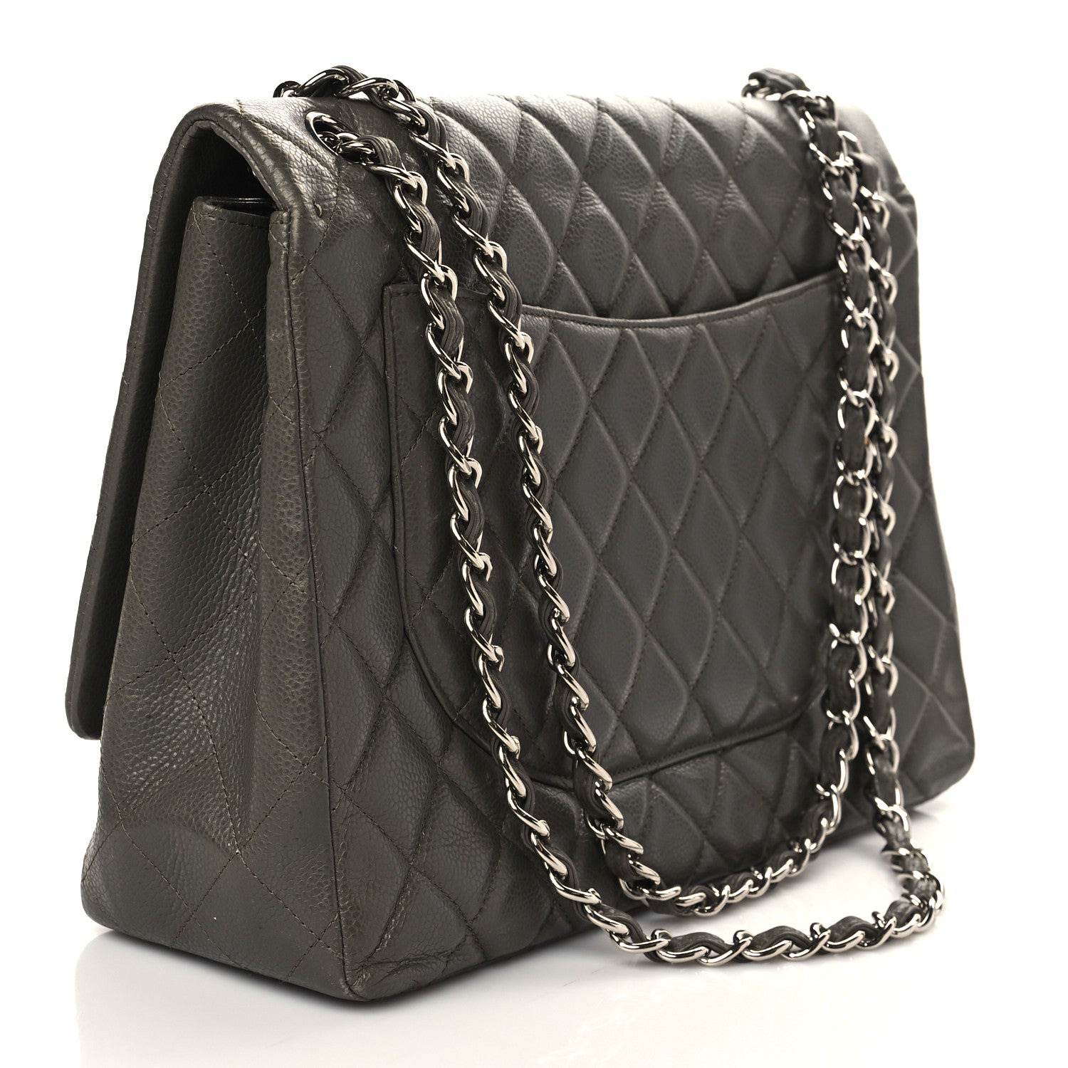 Chanel Caviar Quilted Maxi Single Flap Grey 2 of 9