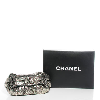 Chanel Metallic Python Midnight Stones Clutch Silver 9 of 9