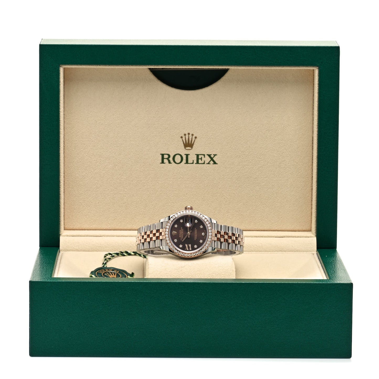 Stainless Steel 18K Everose Gold Diamond 28mm Oyster Perpetual Datejust Watch Chocolate 279381RBR