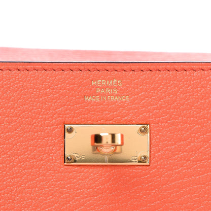 Hermes Chevre Mysore Kelly Longue Wallet Orange Poppy 7 of 24