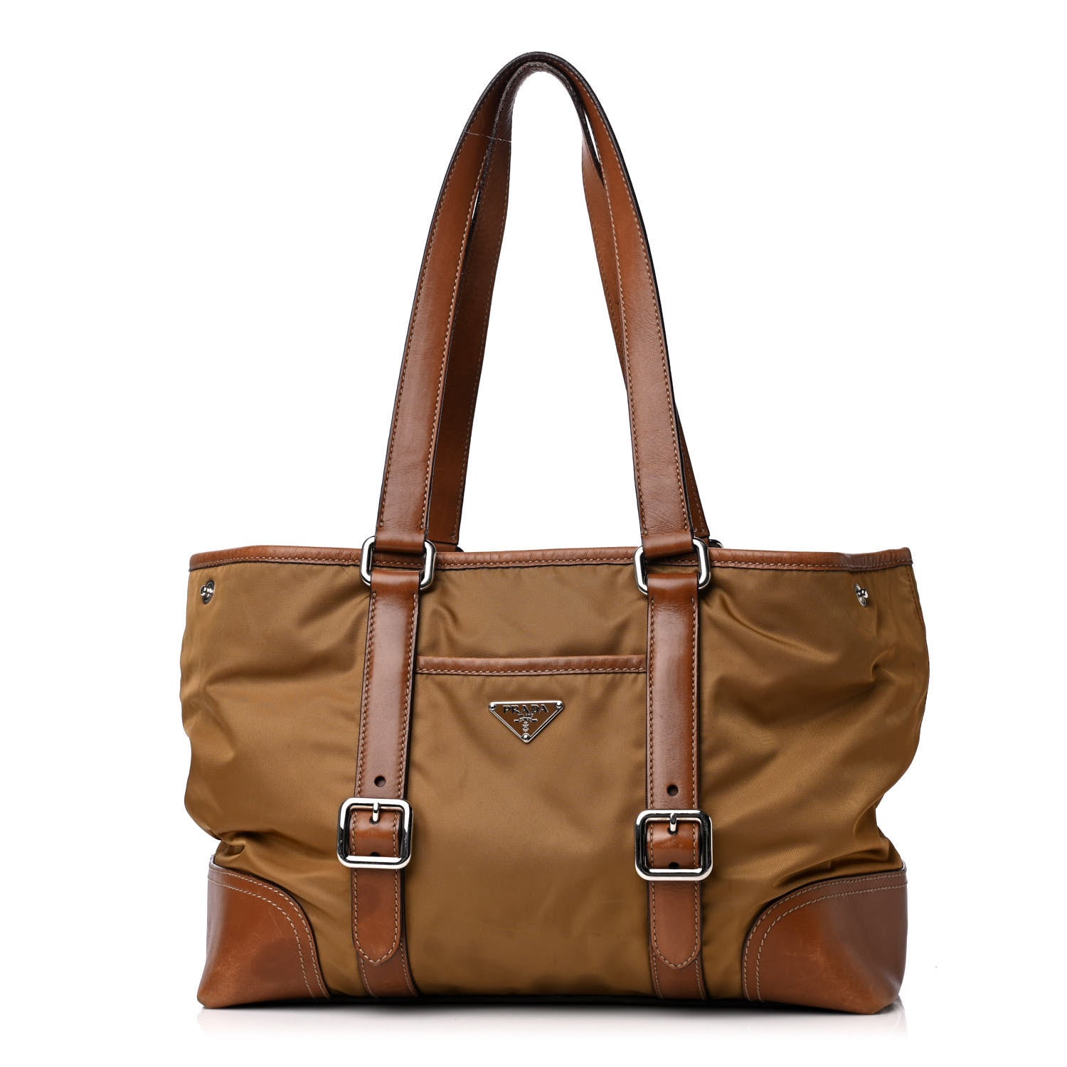 Prada Nylon Calfskin Shoulder Bag Tobacco Sughero 1 of 4