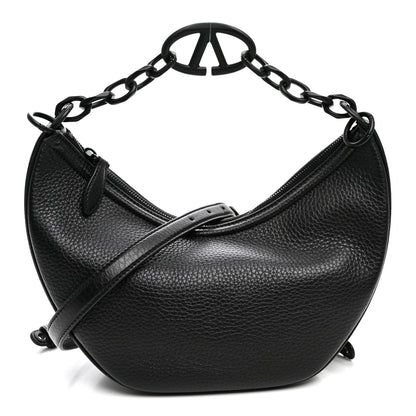 Valentino Garavani Grainy Calfskin Monochrome Small Vlogo Moon Hobo Bag Black 1 of 10