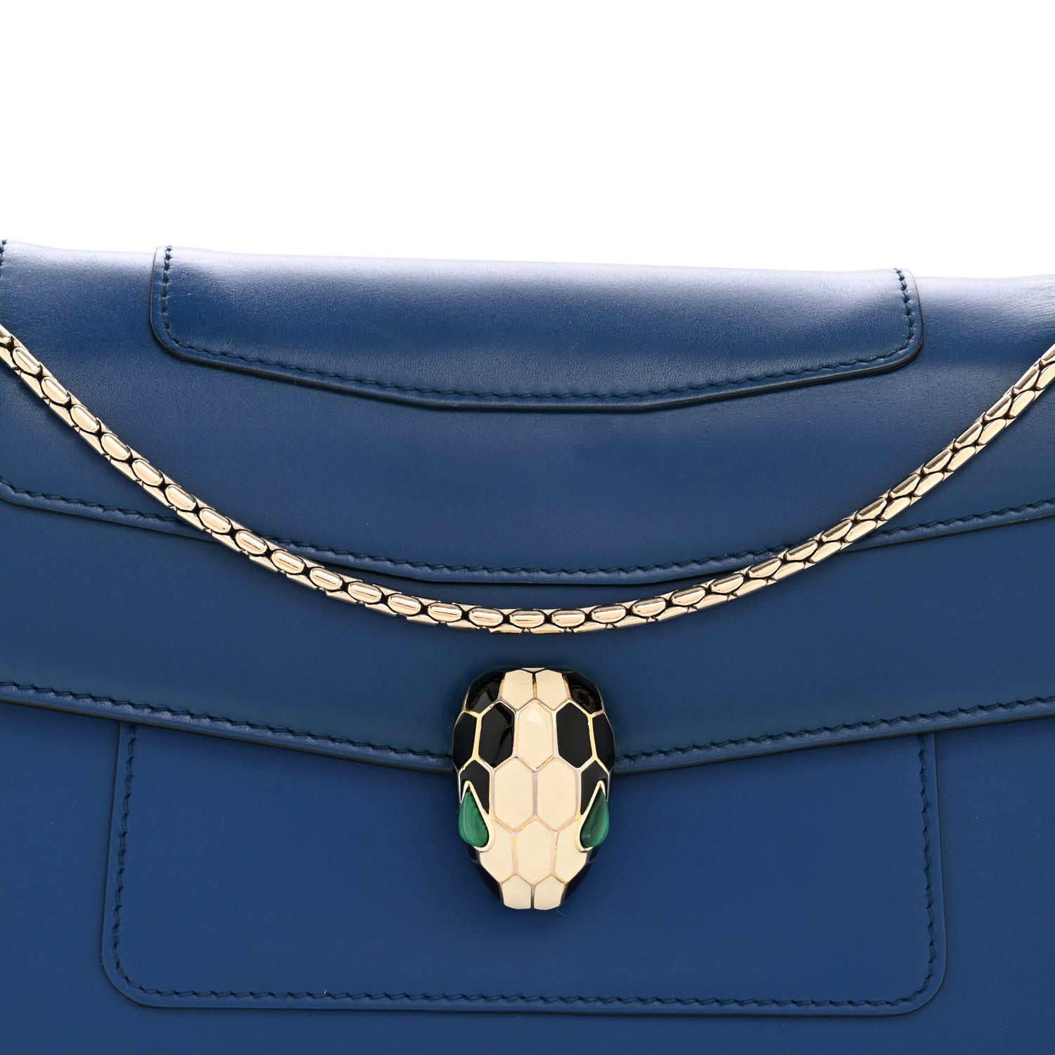Bulgari Calfskin Serpenti Forever Shoulder Bag Navy 9 of 13