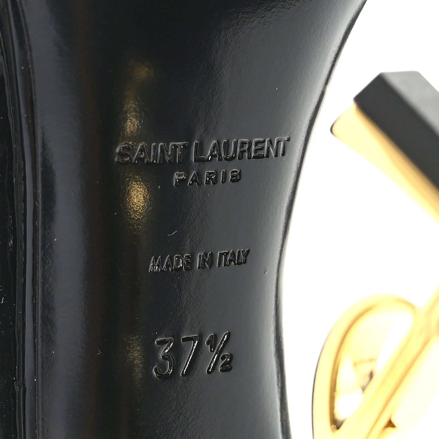 Patent Calfskin Opyum 110 Sandals 37.5 Black Gold