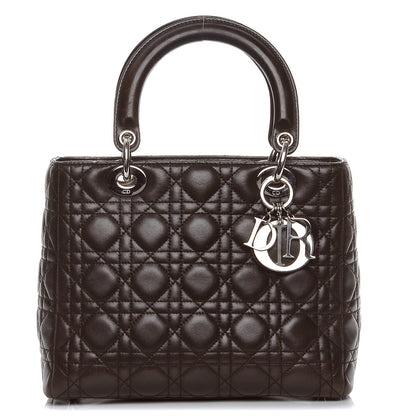 Christian Dior Lambskin Cannage Medium Lady Dior Dark Brown 1 of 9