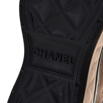 Chanel Suede Calfskin Embroidered CC Sneakers 36.5 Beige Black 12 of 13