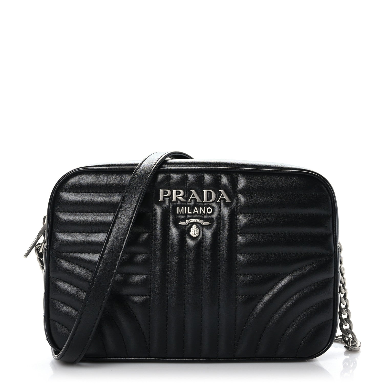 Prada Soft Calfskin Diagramme Camera Bag Black 1 of 8