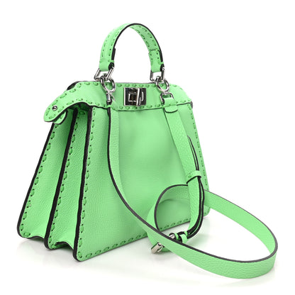 Fendi Cuoio Roma Sellerissima Nappa Sintetica Tape Stitch Small Peekaboo I SEE U Satchel Edamame 3 of 9