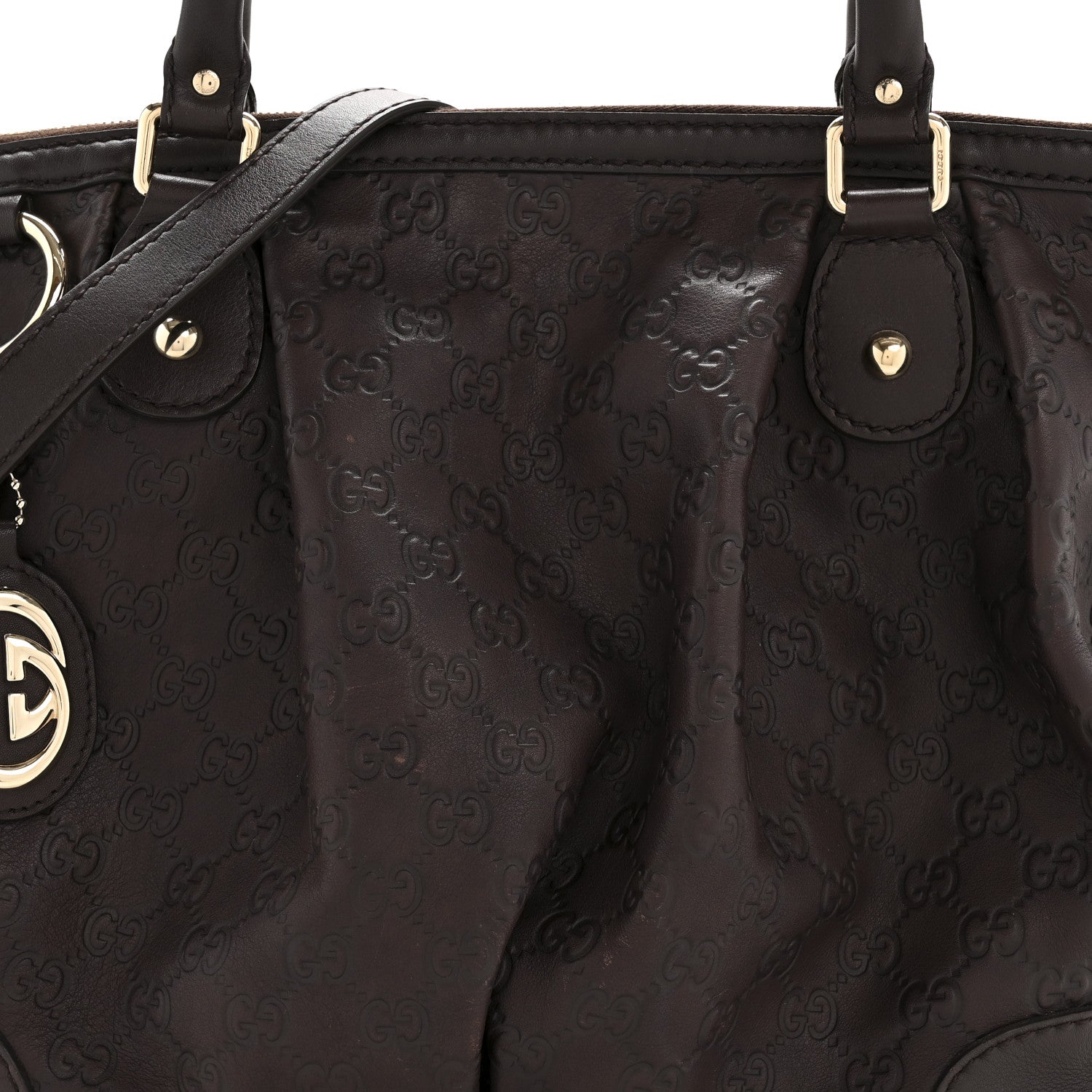Gucci Guccissima Large Sukey Top Handle Bag Chocolate 8 of 13
