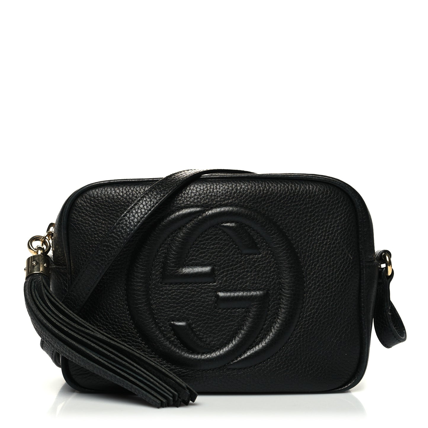 Pebbled Calfskin Small Soho Disco Bag Black