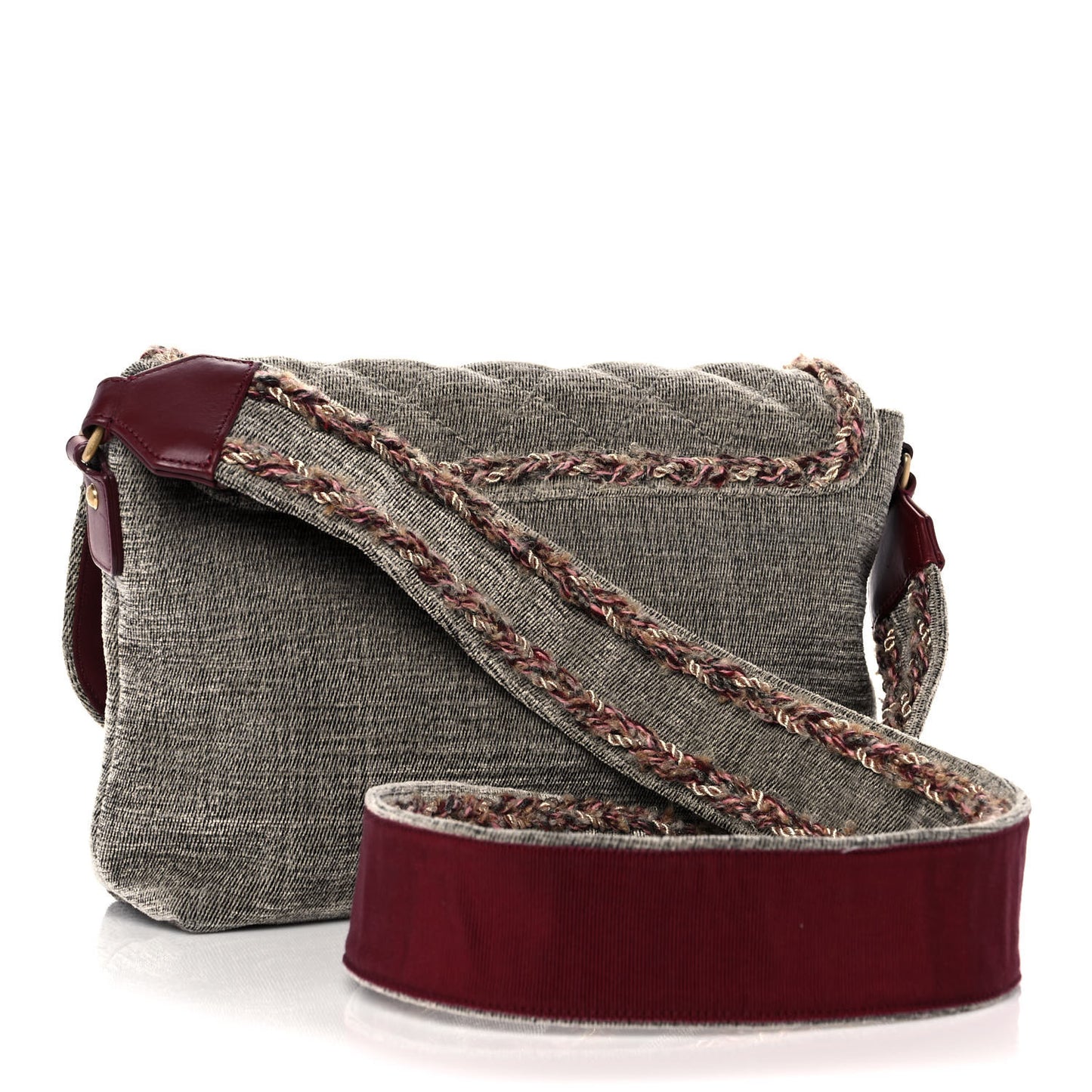 Wool Velvet Quilted Parisian Stroll Messenger Grey