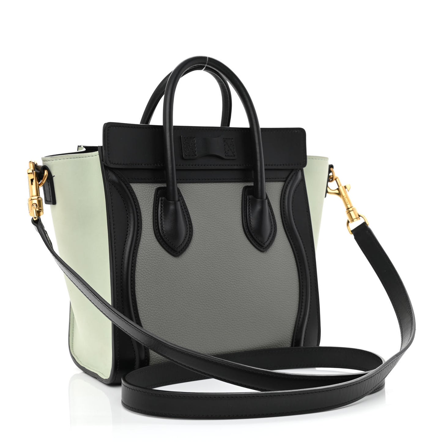 Calfskin Nano Tri-Color Luggage Zinc Almond