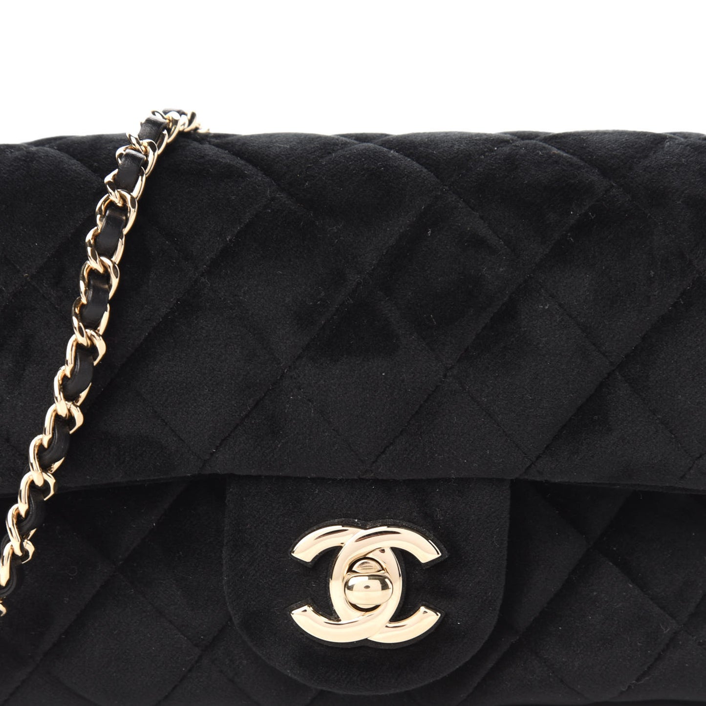 Velvet Quilted Mini Rectangular Pearl Crush Flap Black