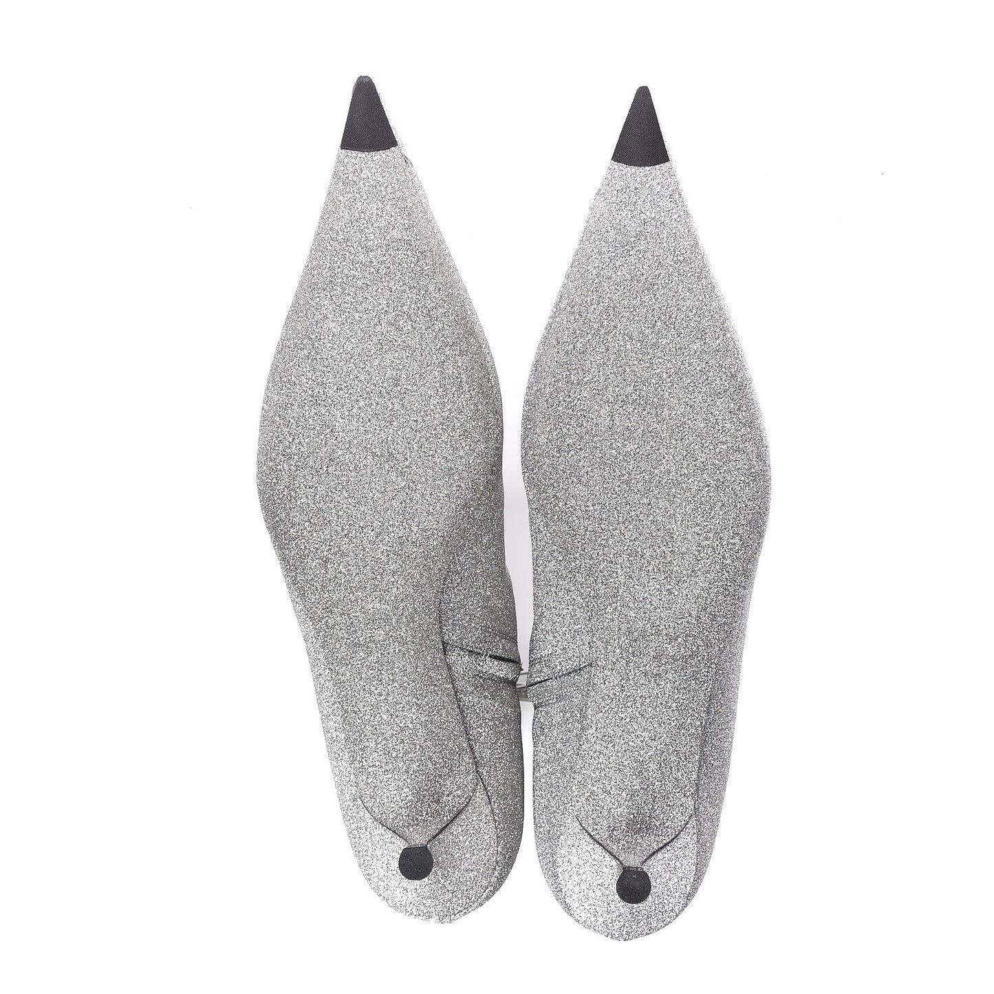 Calfskin Glitter Short 40mm Extreme Pointed Toe Knife Booties 36 Silver Hardware