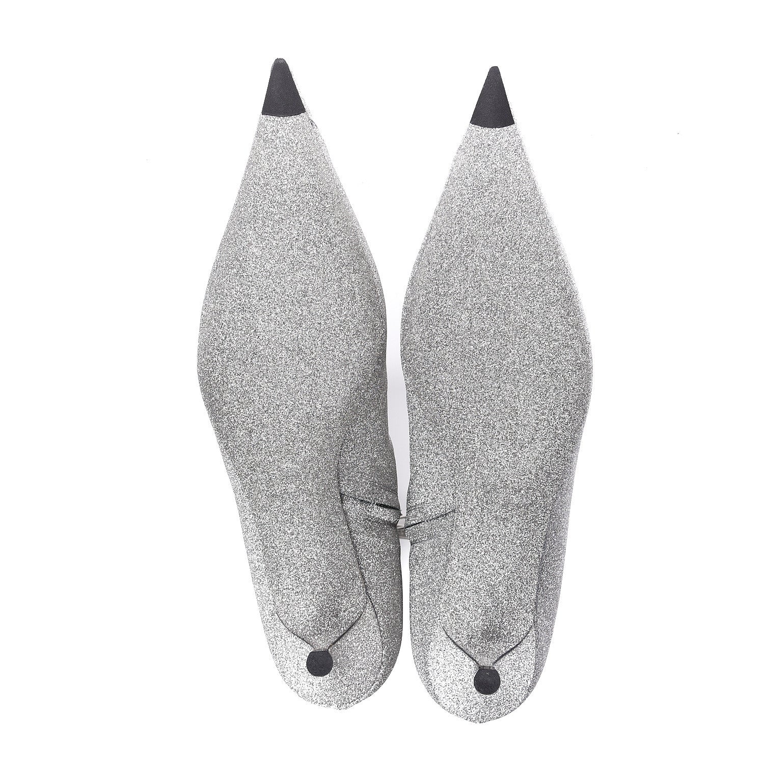 Balenciaga Calfskin Glitter Short 40mm Extreme Pointed Toe Knife Booties 36 Silver Hardware 5 of 12