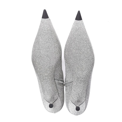 Balenciaga Calfskin Glitter Short 40mm Extreme Pointed Toe Knife Booties 36 Silver Hardware 5 of 12