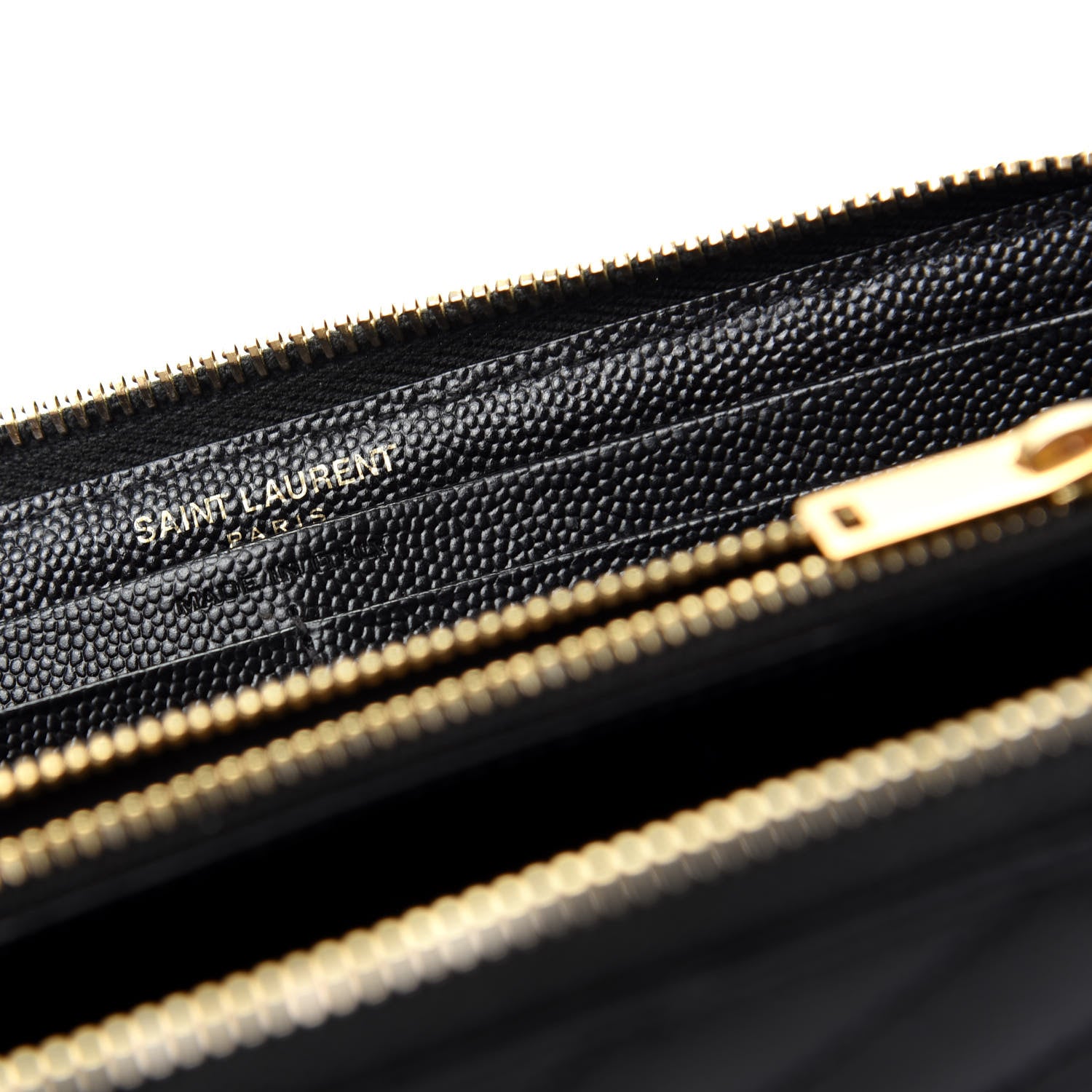 Saint Laurent Grain De Poudre Matelasse Chevron Monogram Zip Around Wallet Black 7 of 10