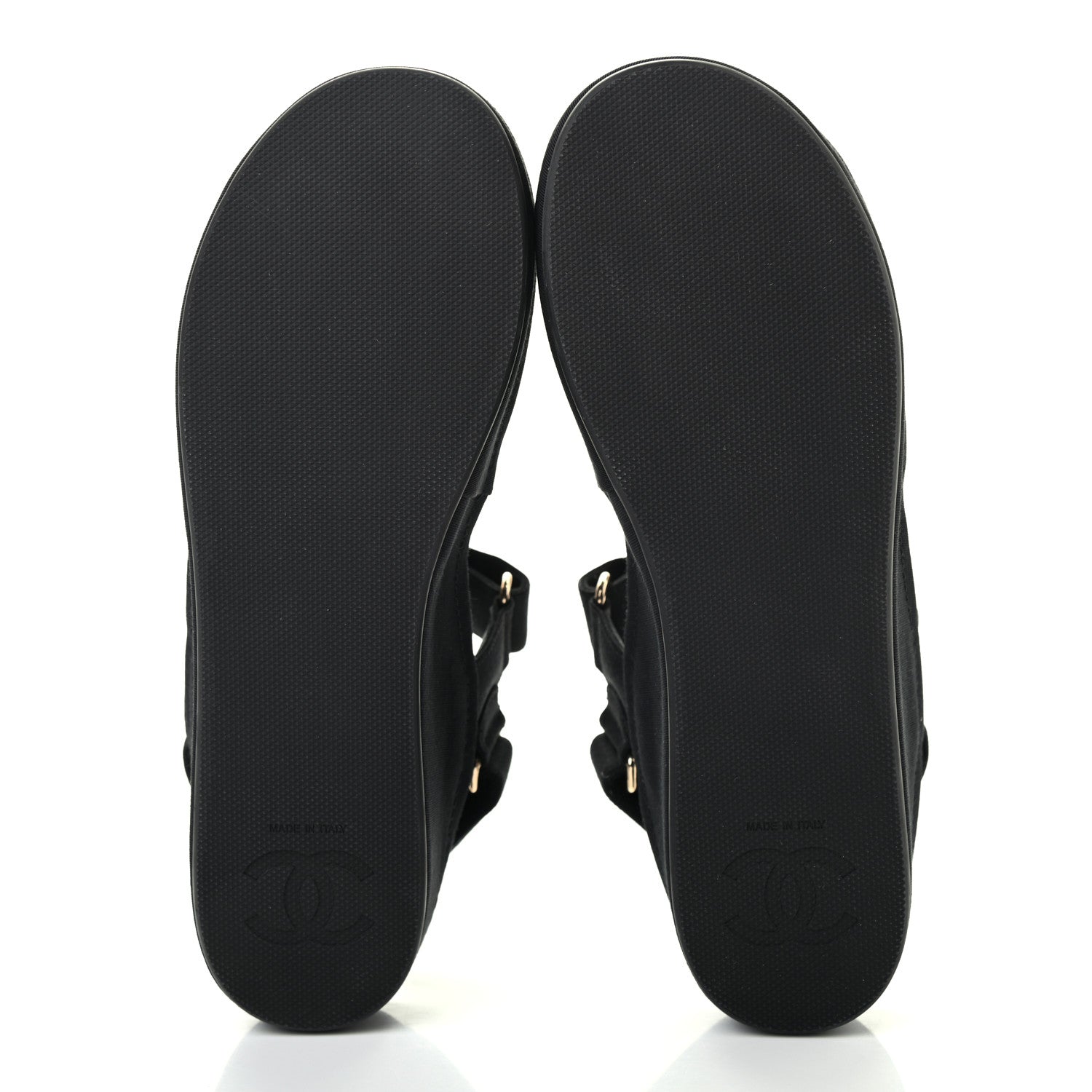 Chanel Grosgrain Crystal Logo Platform Sandals 38 Black 5 of 8