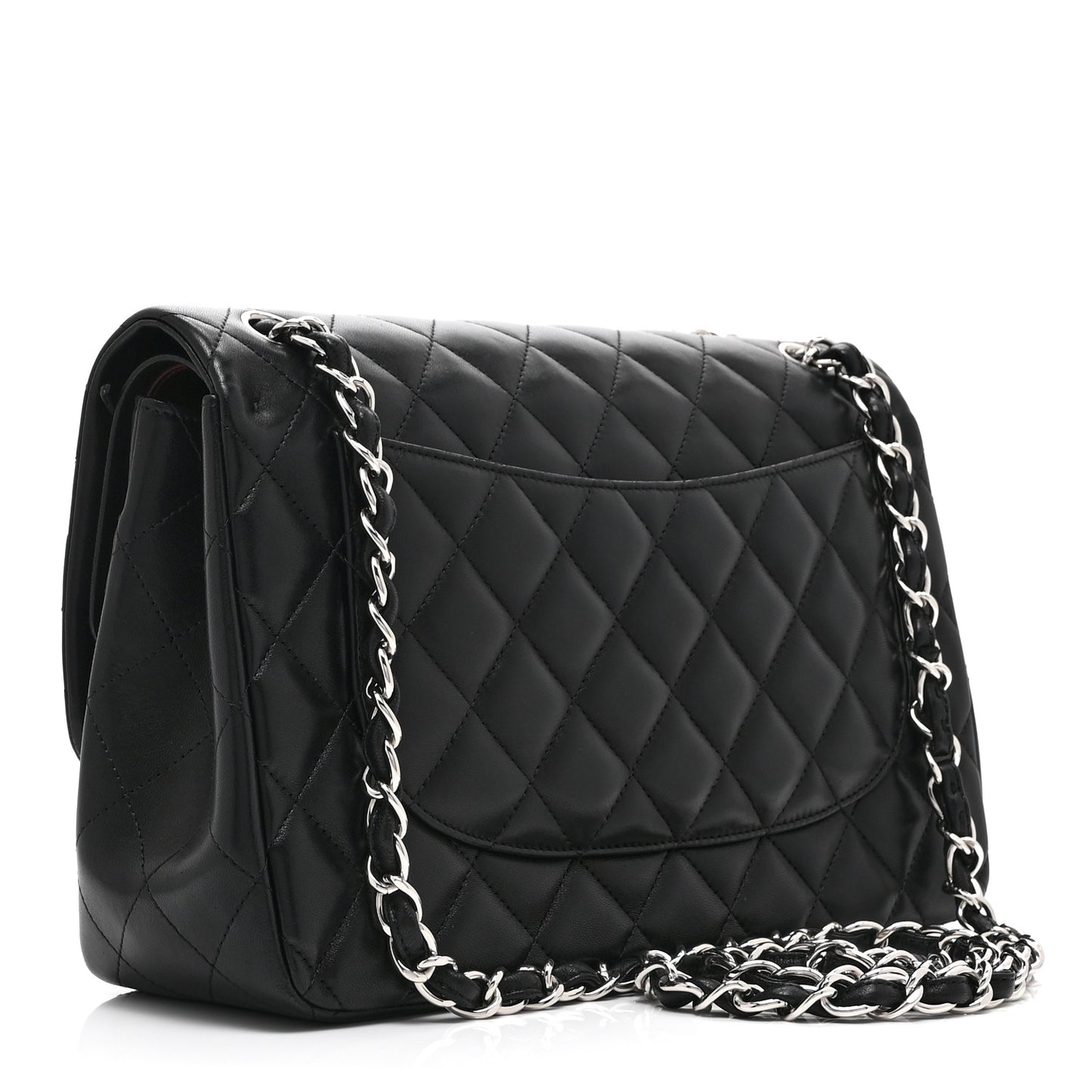 Lambskin Quilted Jumbo Double Flap Black