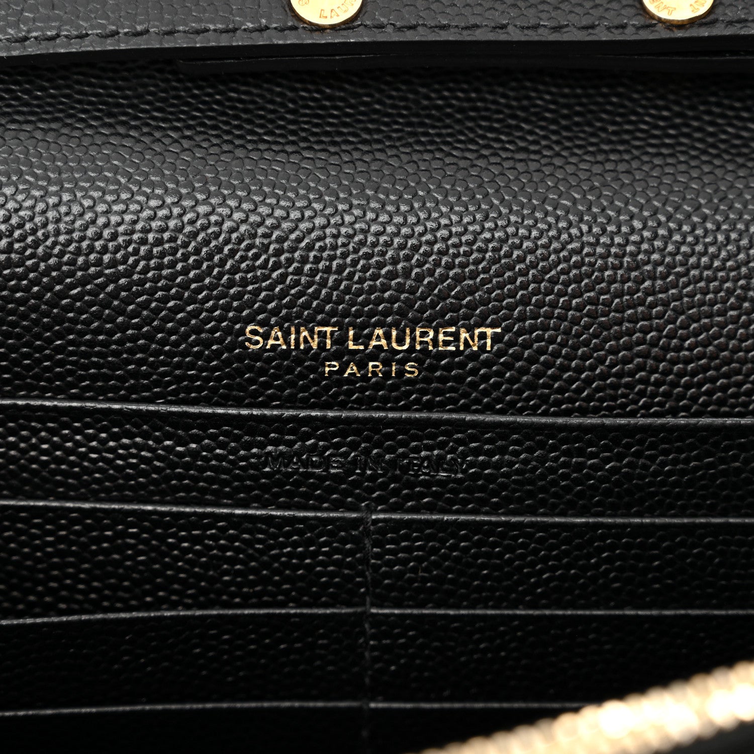 Saint Laurent Grain De Poudre Matelasse Chevron Monogram Chain Wallet Black 6 of 13
