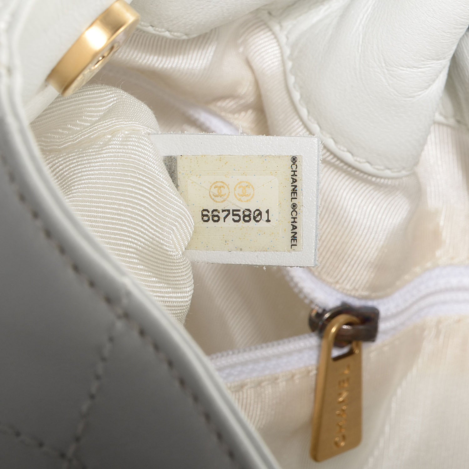 Chanel Lambskin Stitched Wood Handle Bag White 7 of 7