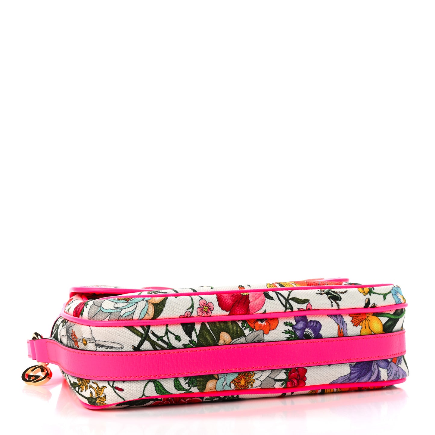 Canvas Flora Floral Shoulder Bag White Fuchsia Fluo