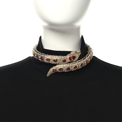Gucci Metal Crystal Snake Wrap Choker Gold Red 2 of 6