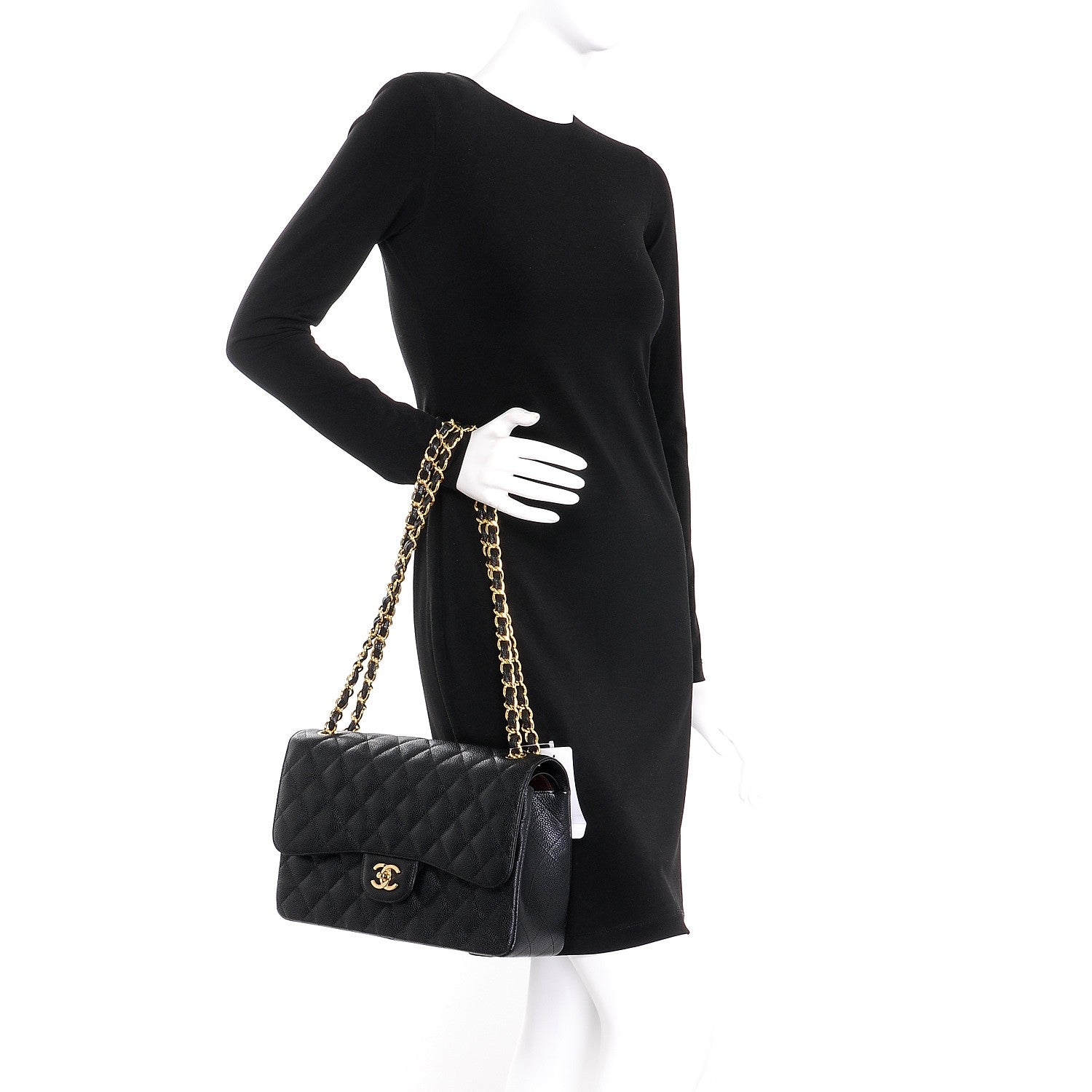 Chanel Caviar Quilted Jumbo Double Flap Black 3 of 9