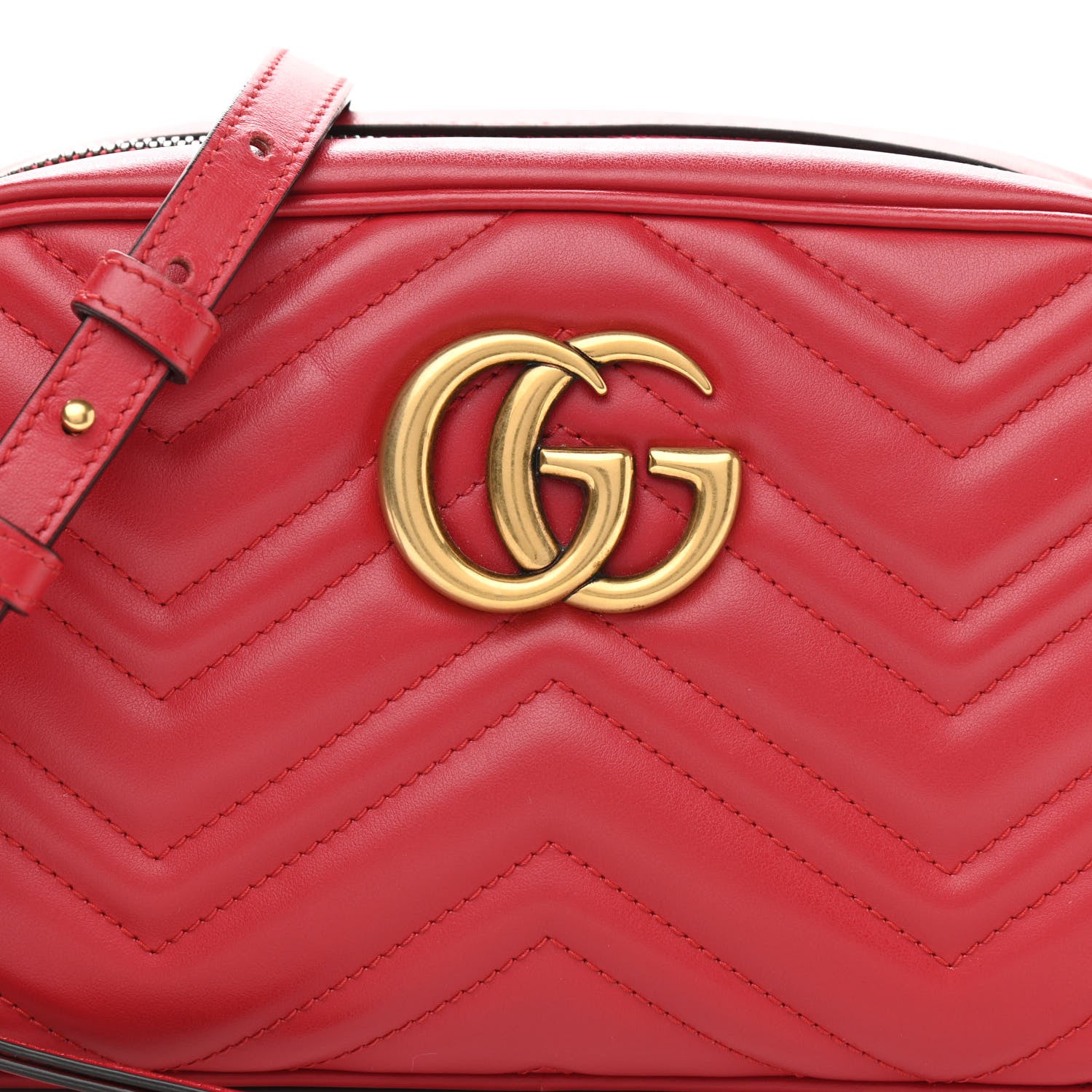 Gucci Calfskin Matelasse Small GG Marmont Chain Shoulder Bag Hibiscus Red 8 of 10