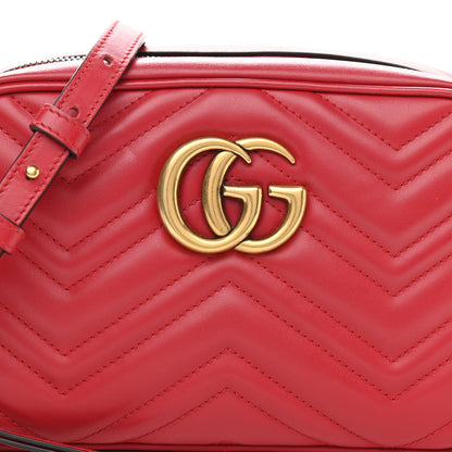 Gucci Calfskin Matelasse Small GG Marmont Chain Shoulder Bag Hibiscus Red 8 of 10