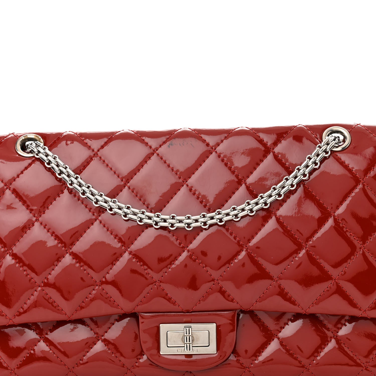 Chanel Patent Quilted 2.55 Reissue 226 Flap Red 8 of 14